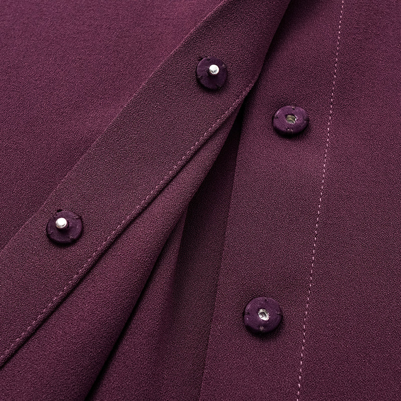 "Daytime Elegance" Textured Acetate Shirt - Grape Purple