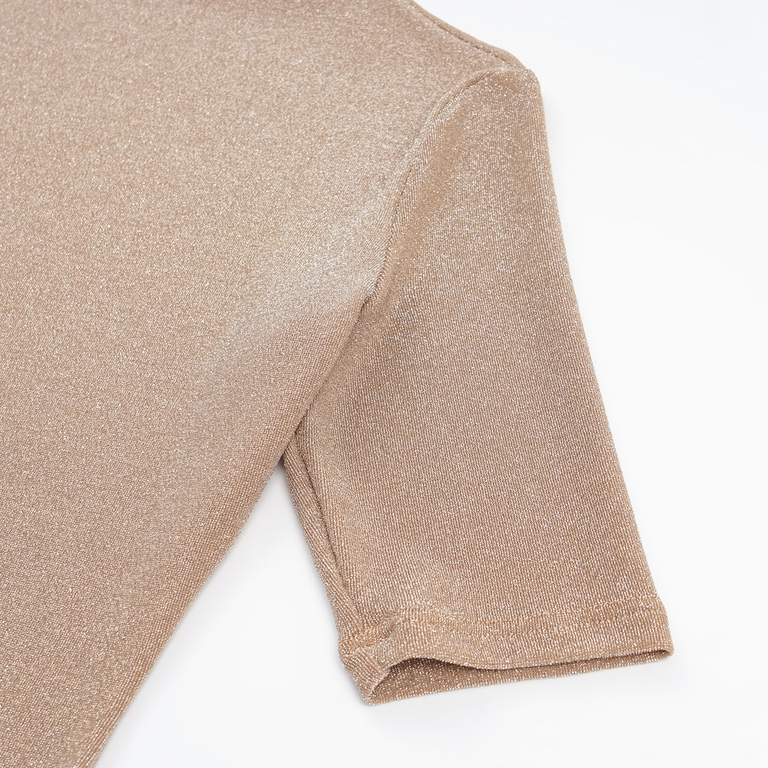 "Easy-go Chic" Silver Weave Stretch Fit Top—Tan
