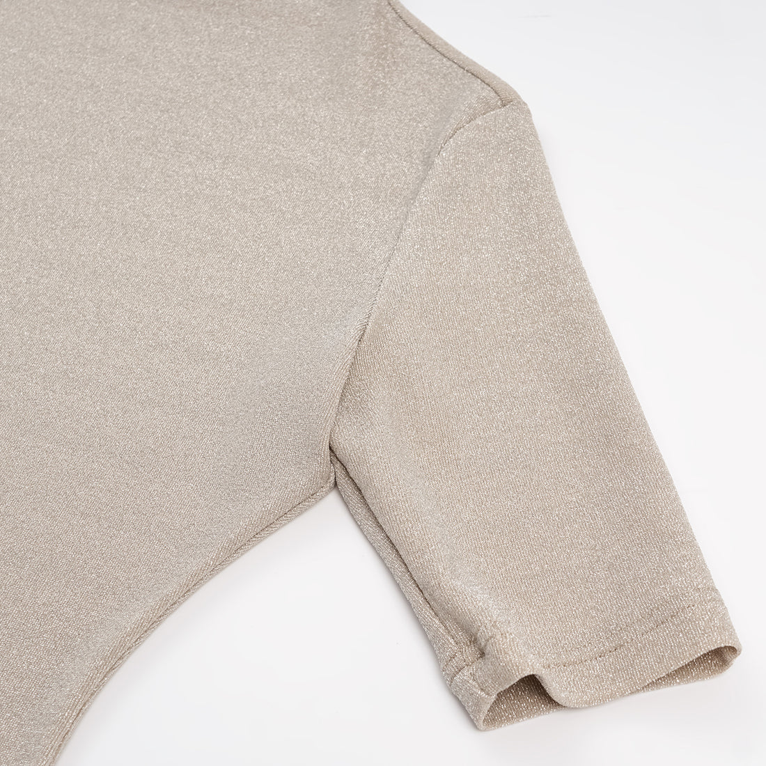 "Easy-go Chic" Silver Weave Elastic Fit Top—Nude