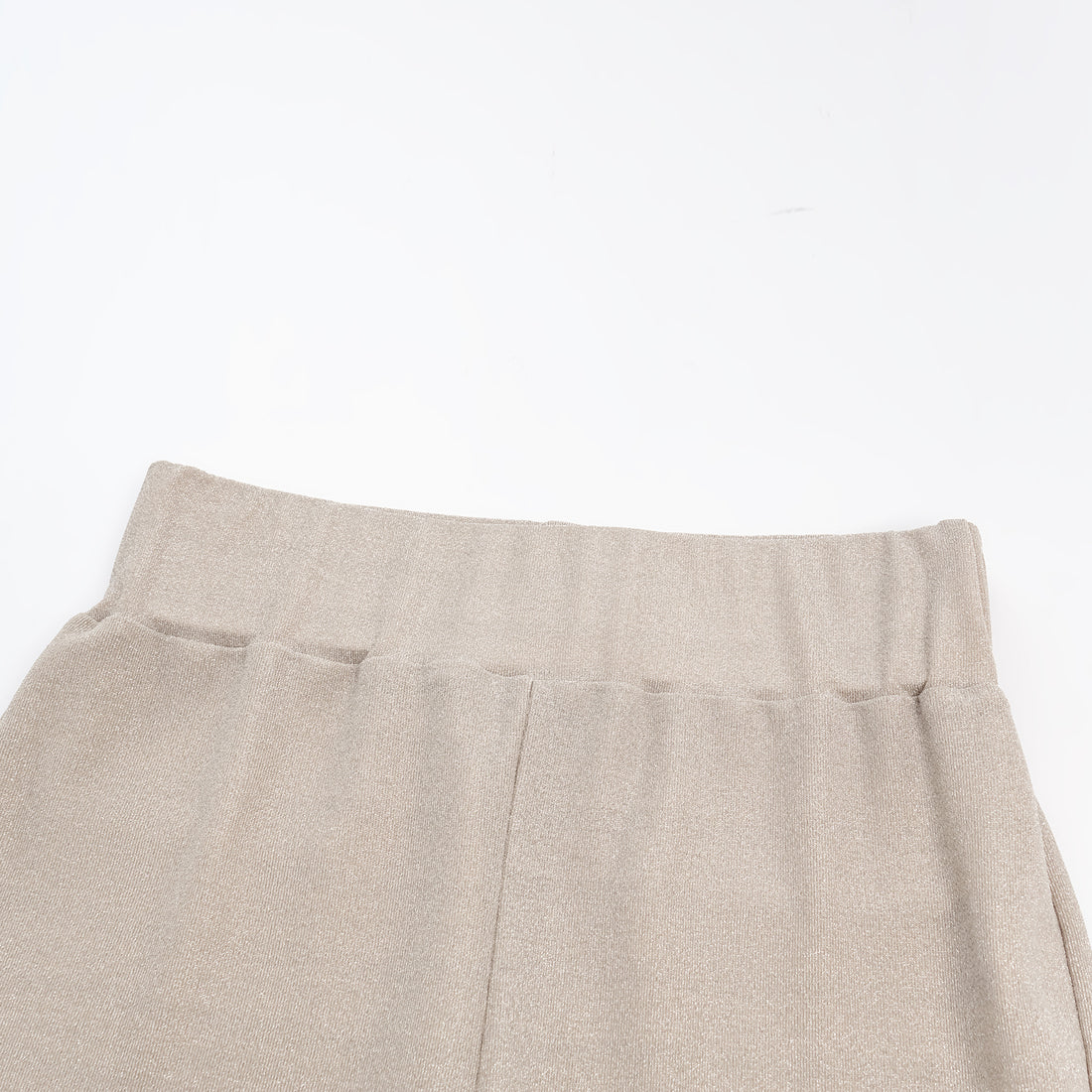 "Easy-go Chic" Silver Weave Elastic Fit Flare Pants - Nude
