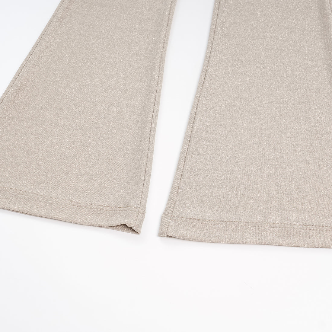 "Easy-go Chic" Silver Weave Elastic Fit Flare Pants - Nude
