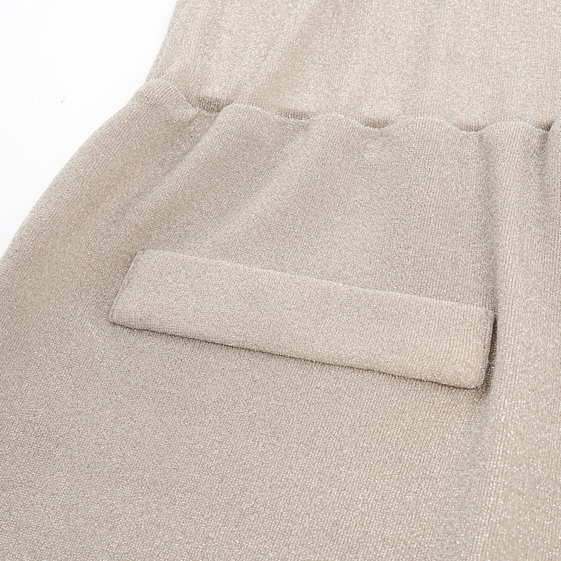 "Easy-go Chic" Silver Weave Elastic Fit Flare Pants - Nude