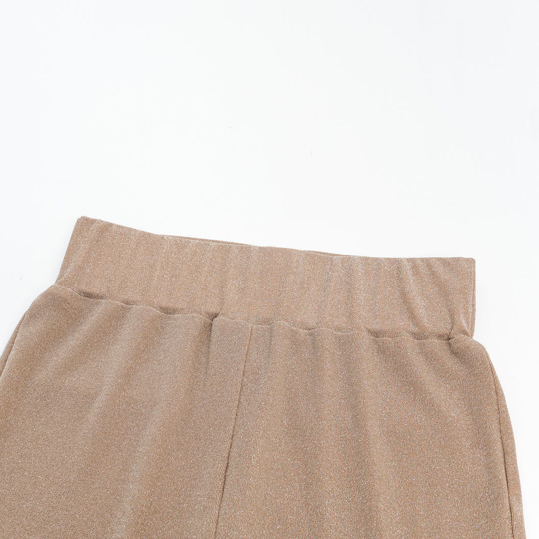"Easy-go Chic" Silver Weave Stretch Fit Flare Pants—Tan