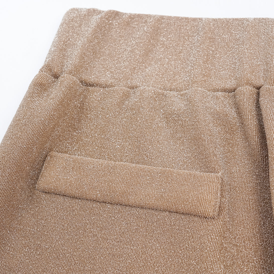 "Easy-go Chic" Silver Weave Stretch Fit Flare Pants—Tan