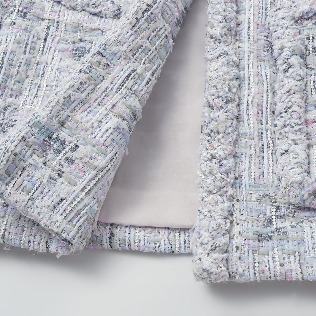 "Arcade of CherJoy Atelier." French summer light tweed high-end custom three-dimensional tailoring jacket