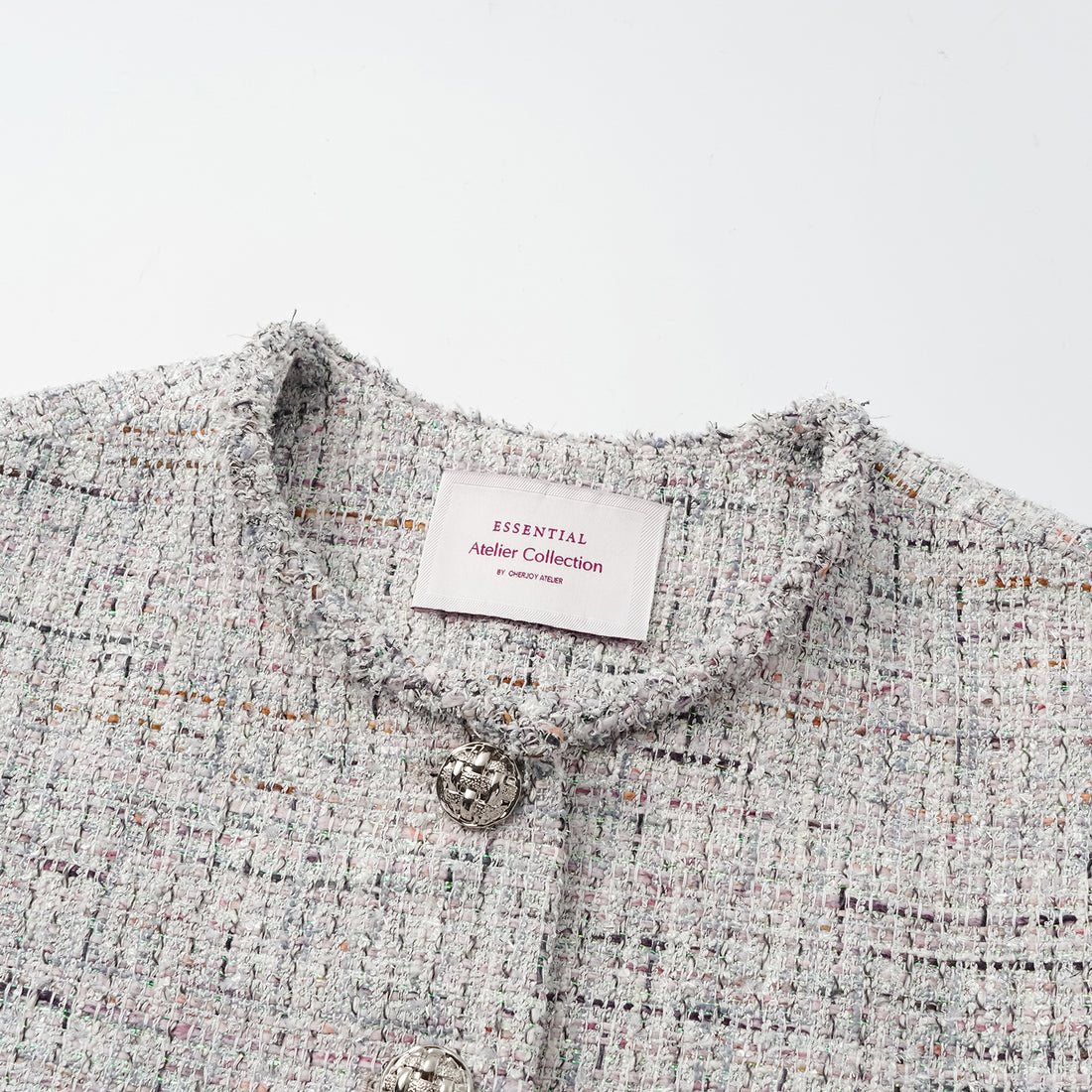 "Weekend at Monaco" Italian top-grade floral light tweed waist vest—Opaline Dust