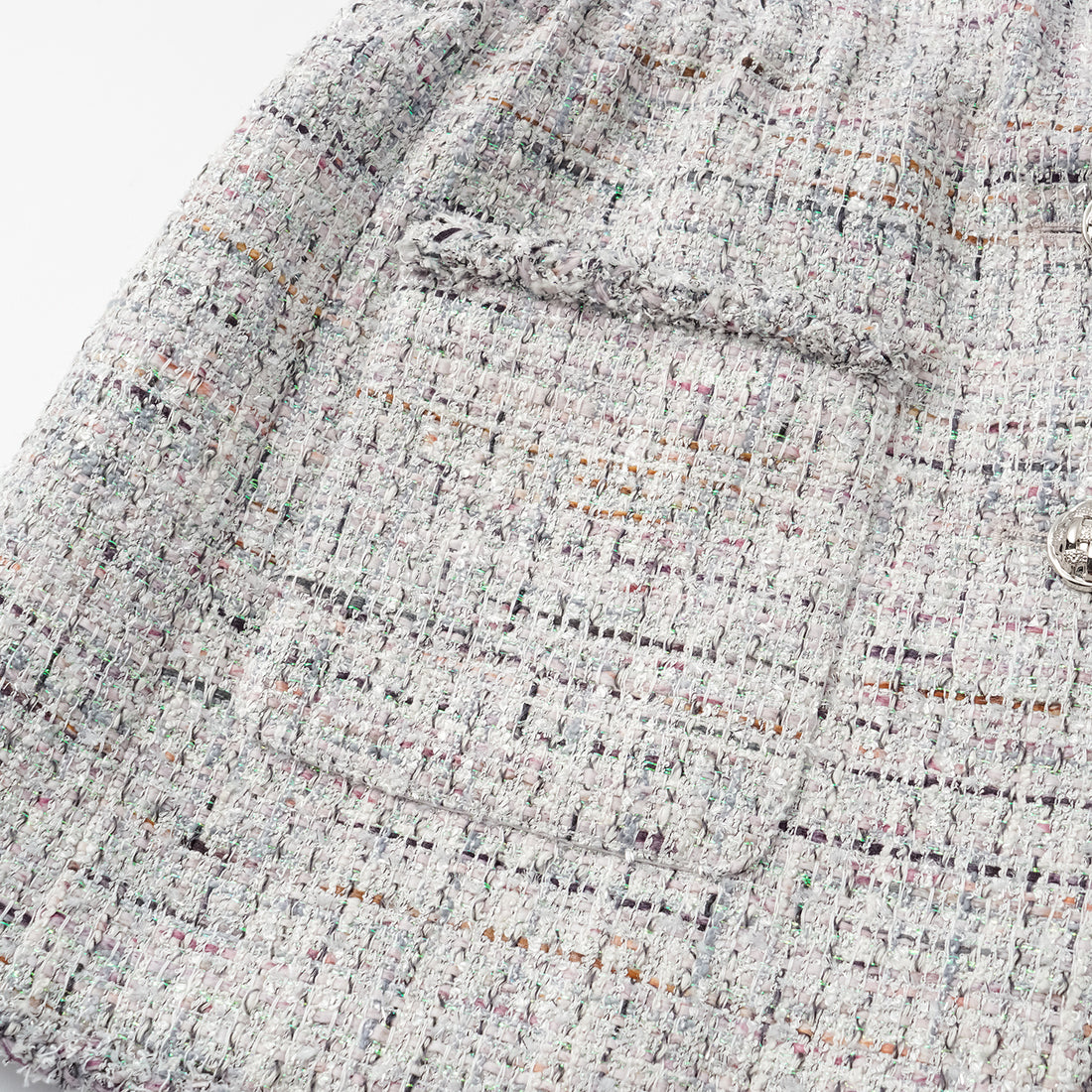 "Weekend at Monaco" Italian top-grade floral light tweed waist vest—Opaline Dust
