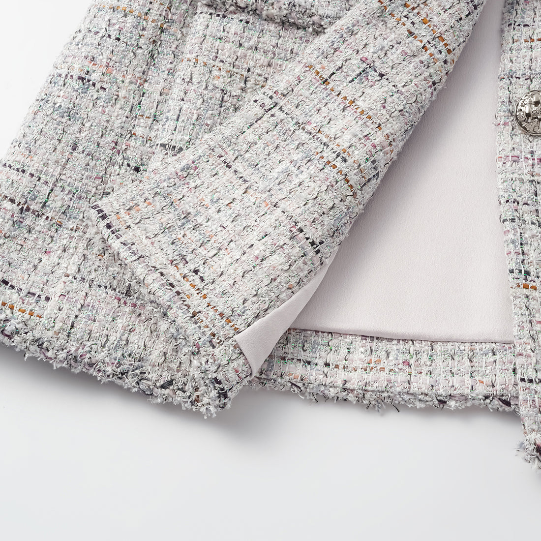 "Weekend at Monaco" Italian top-grade floral light tweed waist vest—Opaline Dust
