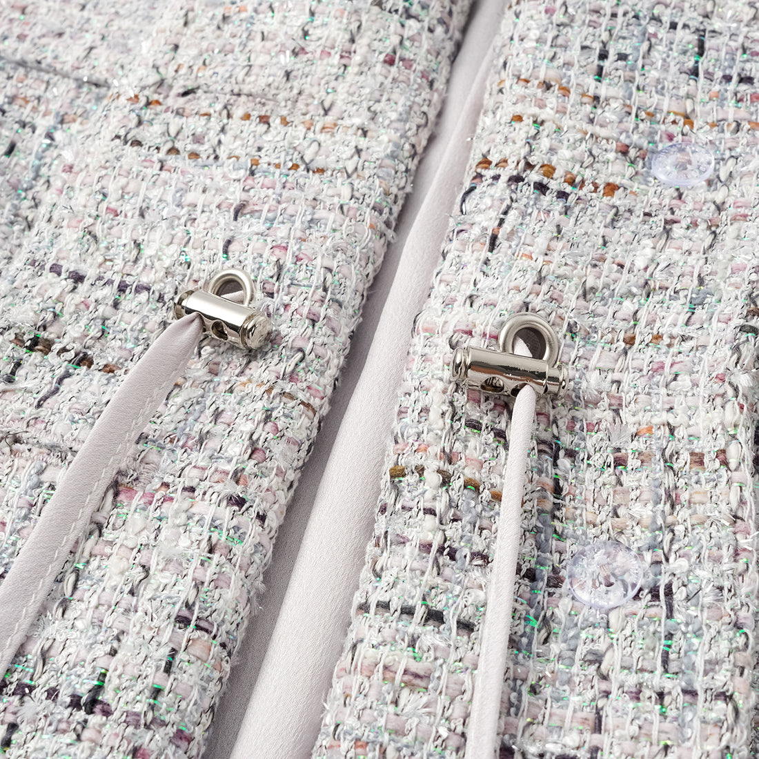 "Weekend at Monaco" Italian top-grade floral light tweed waist vest—Opaline Dust