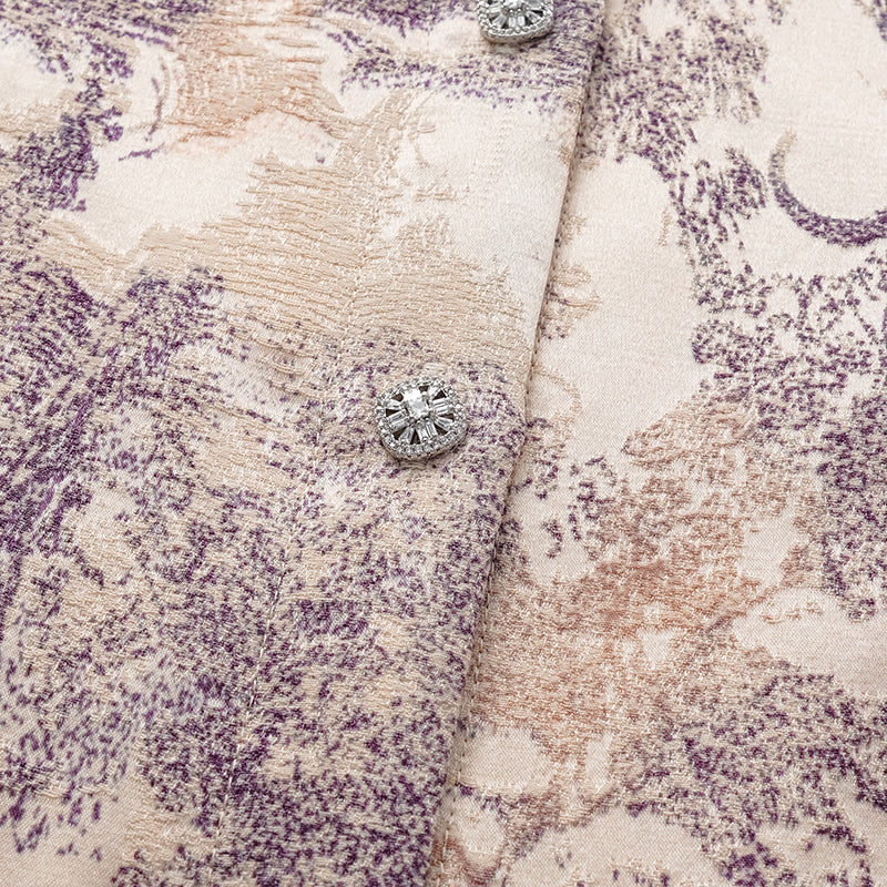 "Imperial Garden Teatime" fil coupé silk wool shirt - purple
