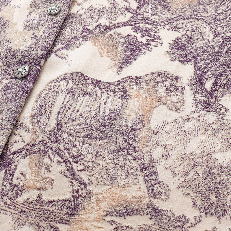 "Imperial Garden Teatime" fil coupé silk wool shirt - purple
