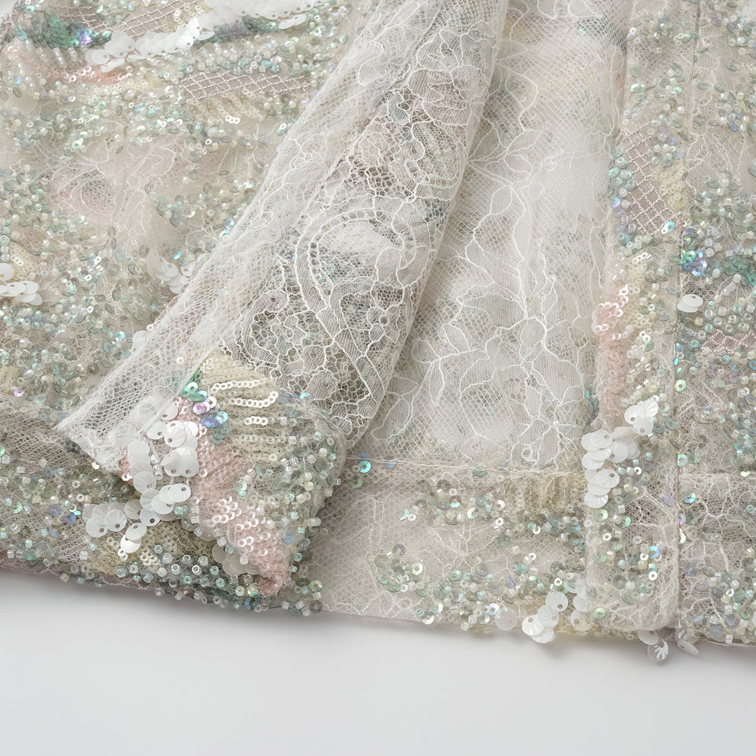 "Imperial Gala." Luxurious lace beaded light Chinese style cardigan - sparse shadows and light smoke