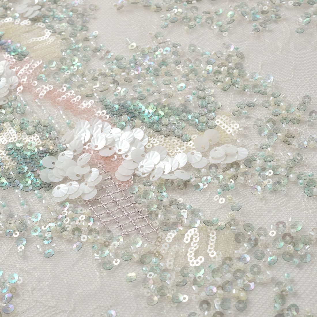 "Imperial Gala." Luxurious lace beaded light Chinese style cardigan - sparse shadows and light smoke