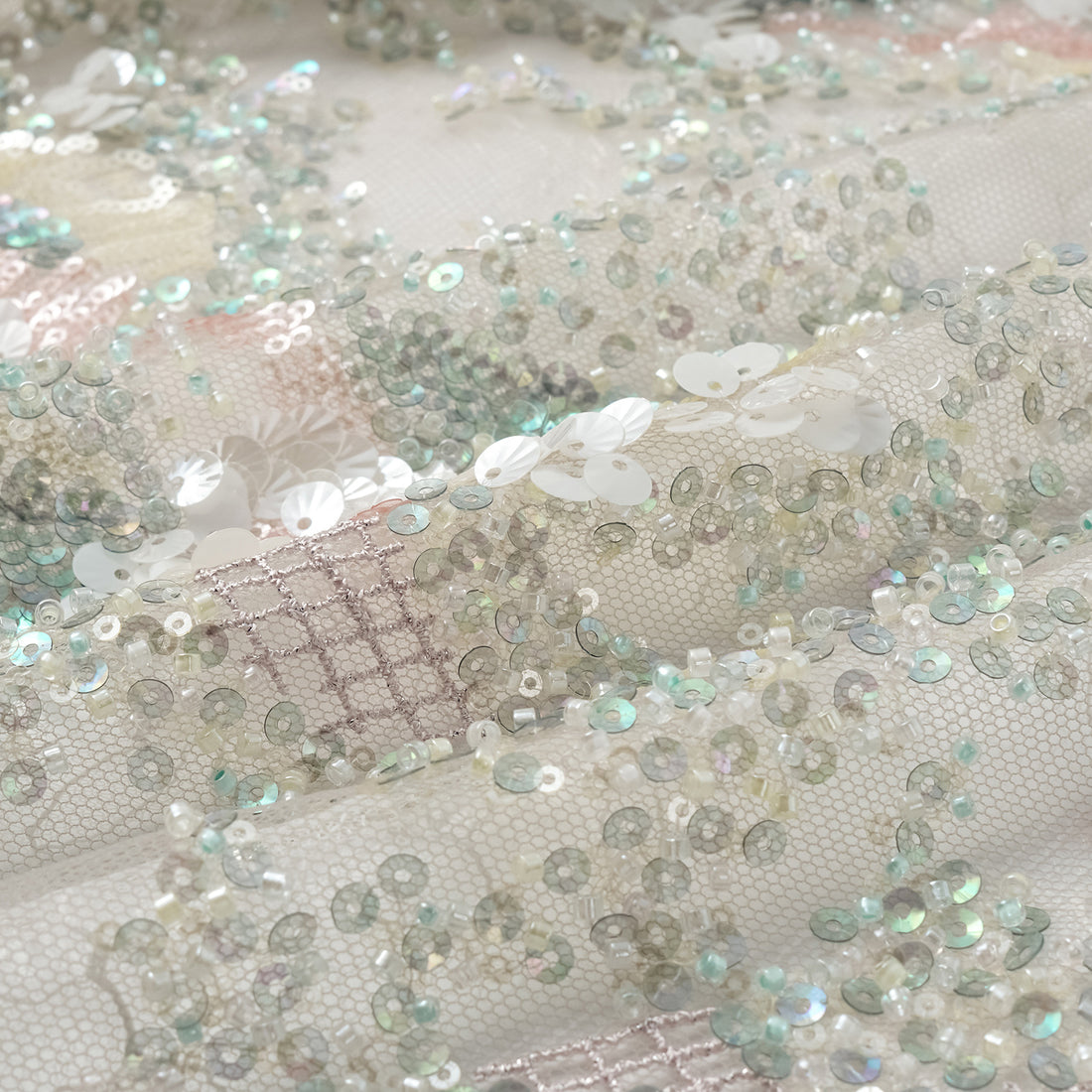 "Imperial Gala." Luxurious lace beaded light Chinese style cardigan - sparse shadows and light smoke