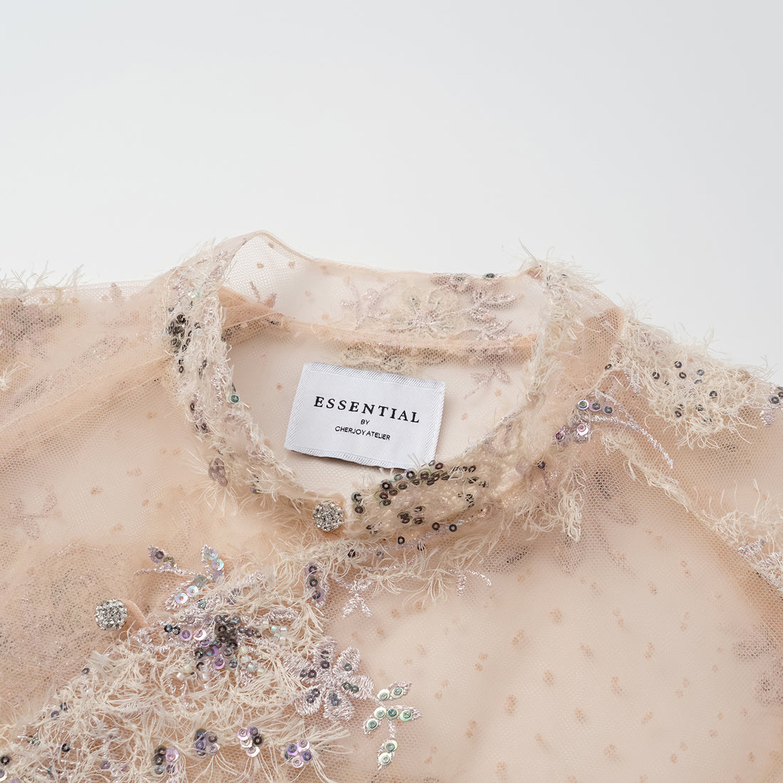 "Imperial Gala." Luxurious lace and beaded Chinese style short-sleeved blouse