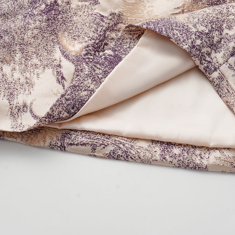 "Imperial Garden Teatime" embroidered silk wool shorts - purple