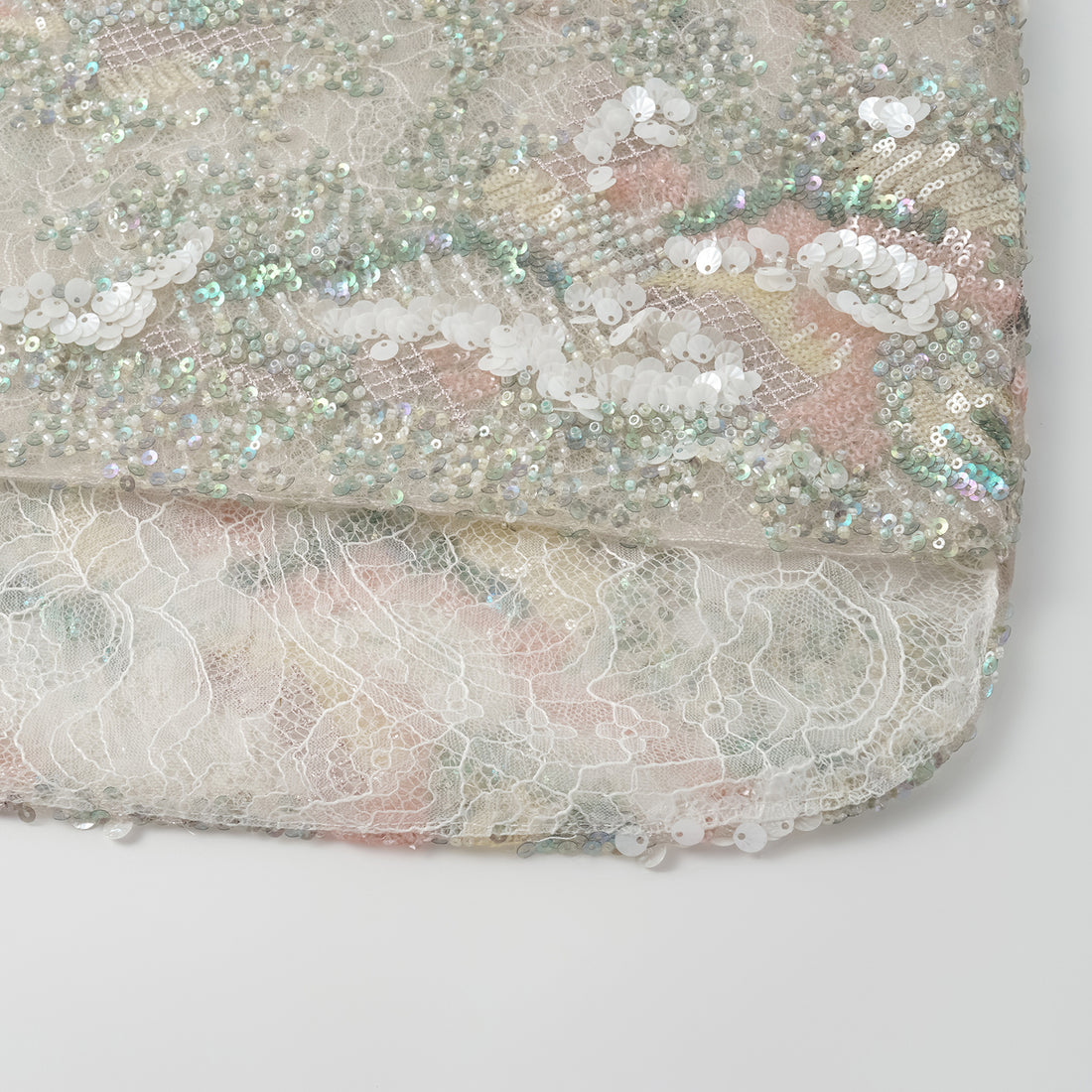"Imperial Gala." Luxurious lace beaded light Chinese style blouse - sparse shadows and light smoke