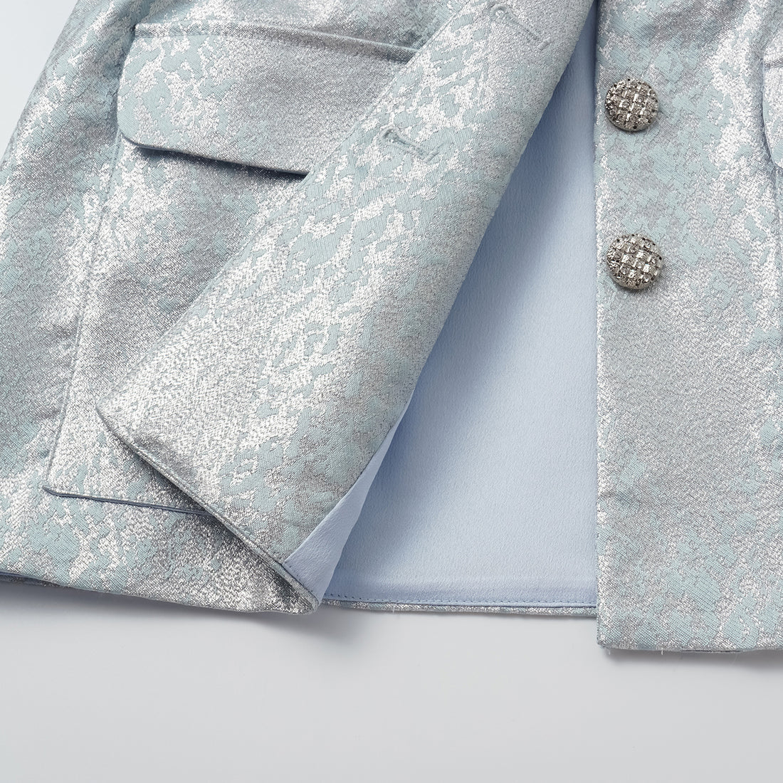 "Spring" Spanish jacquard hunting waistcoat vest - Shadow blue floating light