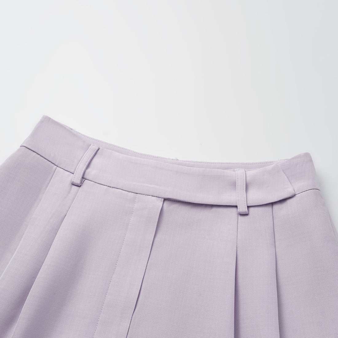 "Speak Sleek" Luxe Lightweight Hemp Textured Acetate Shorts—Lilac