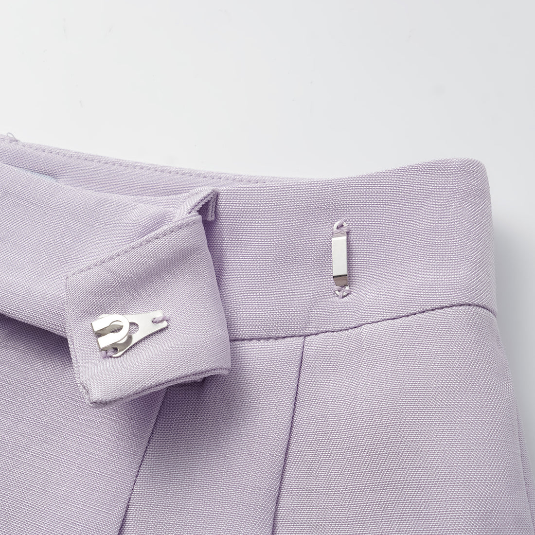 "Speak Sleek" Luxe Lightweight Hemp Textured Acetate Shorts—Lilac