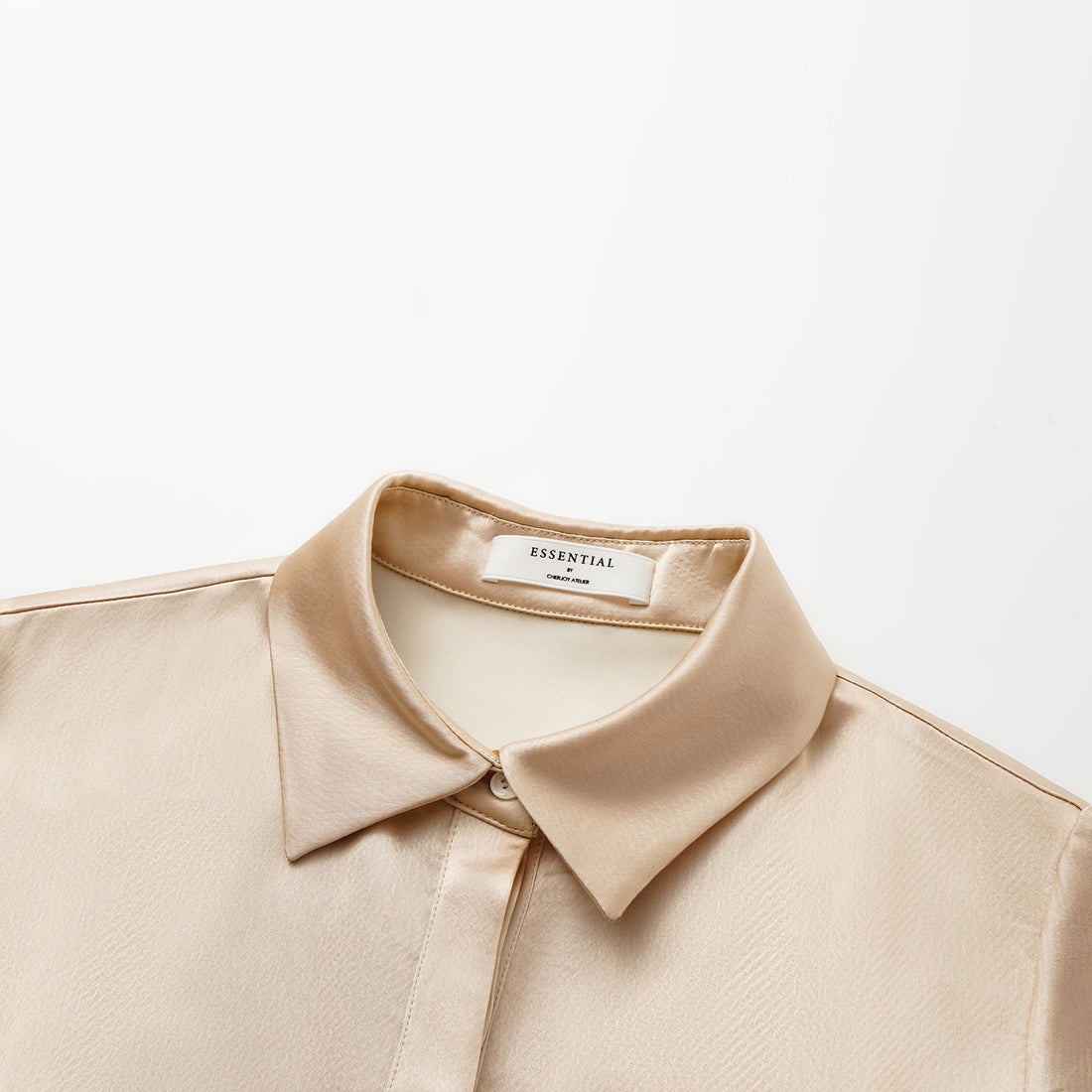 "True Grace." Crystal scale texture acetate shirt dress - nude gold