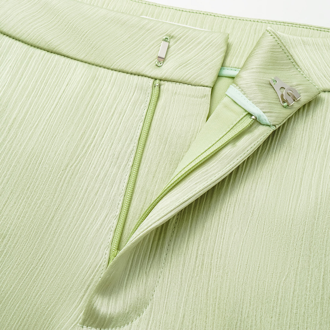 "Easy Go Chic" Korean Pleated Flared Pants - Bubble Green