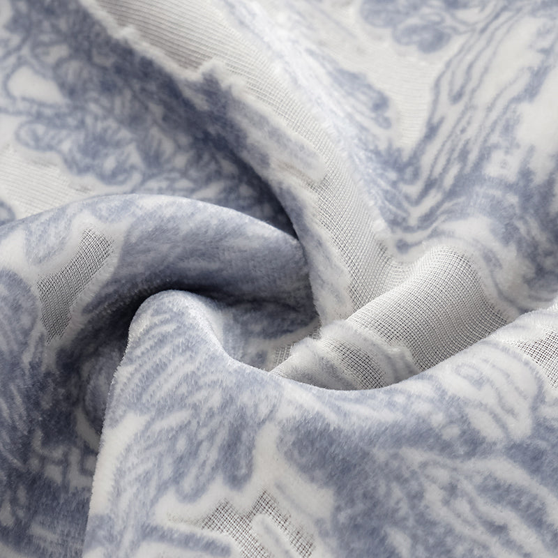 "Imperial Garden Teatime" Silk Velvet Burnished Special Cut Shirt - Xingyu Liyun