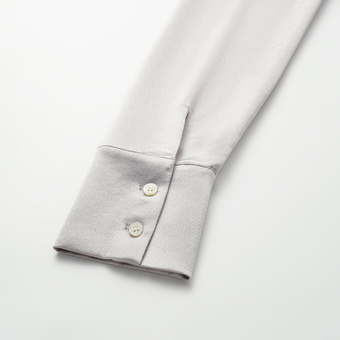 “True Grace.” Crystal scale texture acetate shirt dress—silver gray