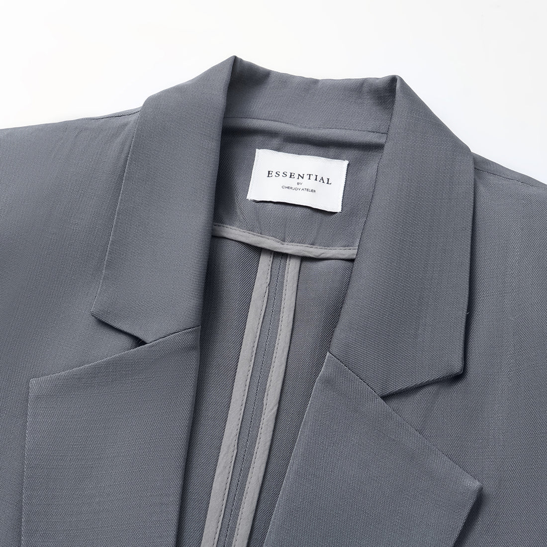"Speak Sleek" Luxurious Lightweight Hemp Texture Acetate Oversized Suit Jacket—Cloud