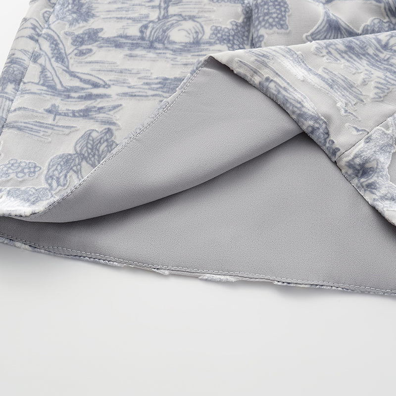 "Imperial Garden Teatime" Silk Velvet Devoré Shorts - Xingyu Liyun