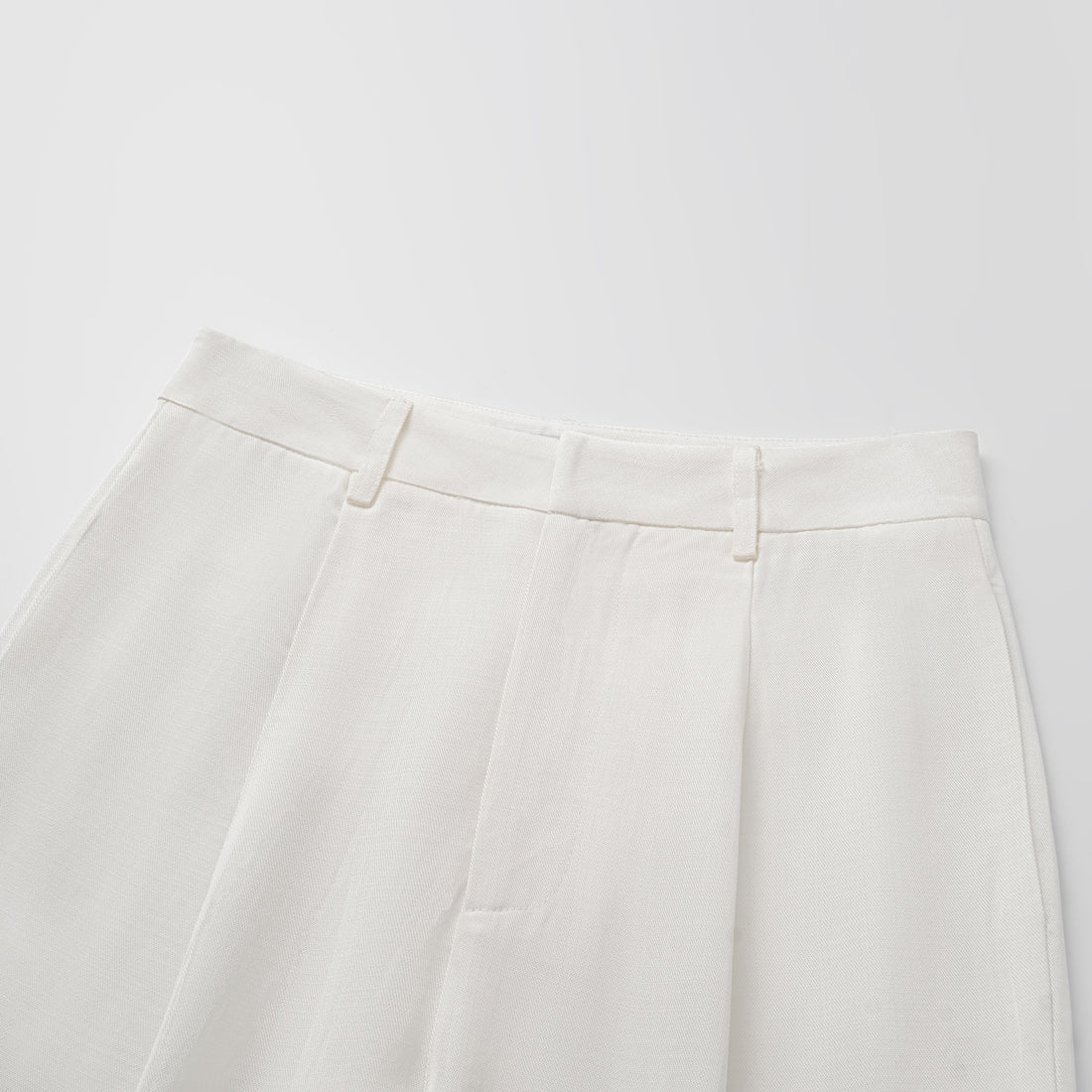 "Speak Sleek" Luxury Lightweight Linen Textured Acetate Three-Dimensional Tailored Wide Pants—Ivory