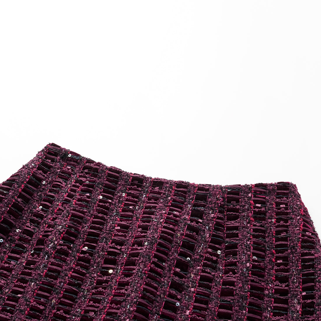 “Brunch at Ritz.” Tweed Skirt—Velvet Purple