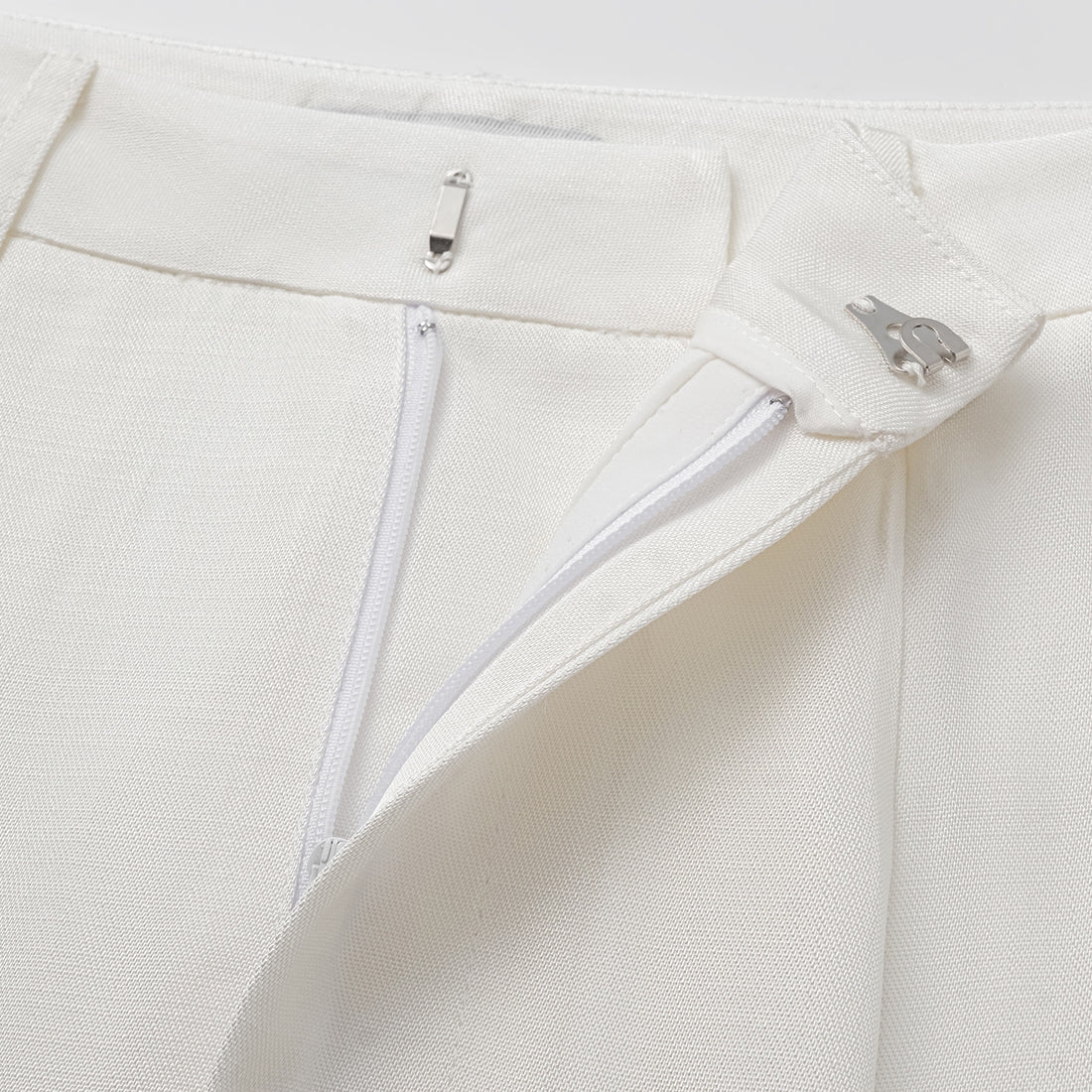 "Speak Sleek" Luxury Lightweight Linen Textured Acetate Three-Dimensional Tailored Wide Pants—Ivory