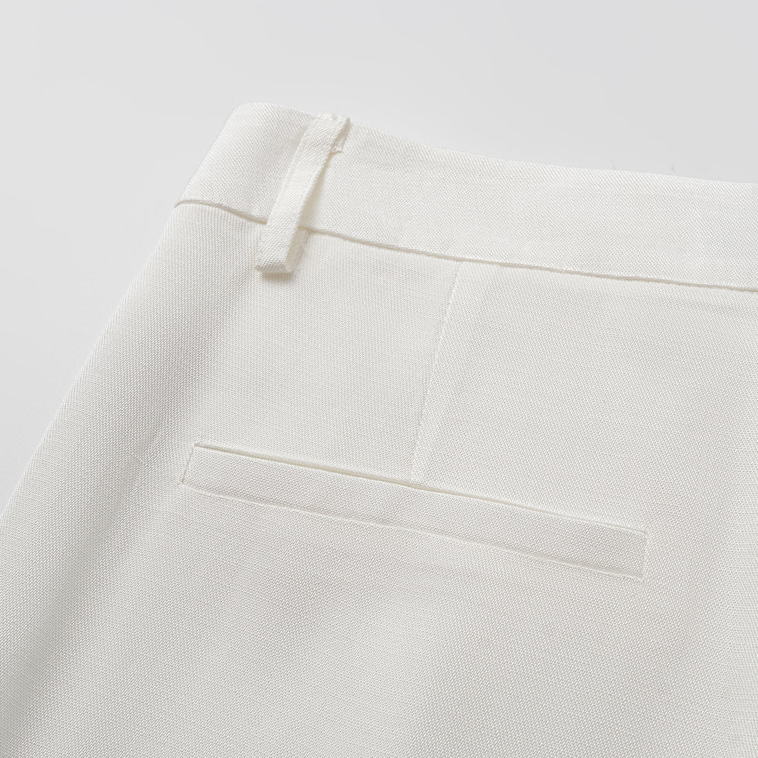 "Speak Sleek" Luxury Lightweight Linen Textured Acetate Three-Dimensional Tailored Wide Pants—Ivory