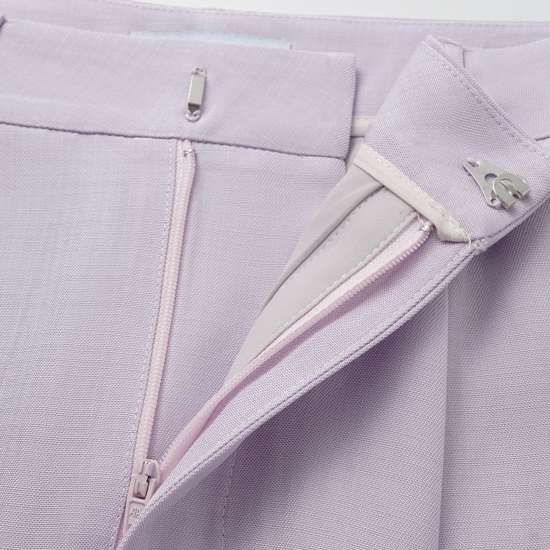 "Speak Sleek" Luxury Lightweight Linen Textured Acetate Three-Dimensional Tailored Wide Pants—Lilac