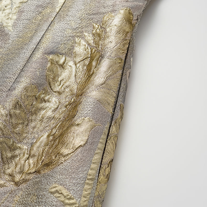 “Imperial Garden Gala” Italian Jacquard Chinese Style Dress — Gold