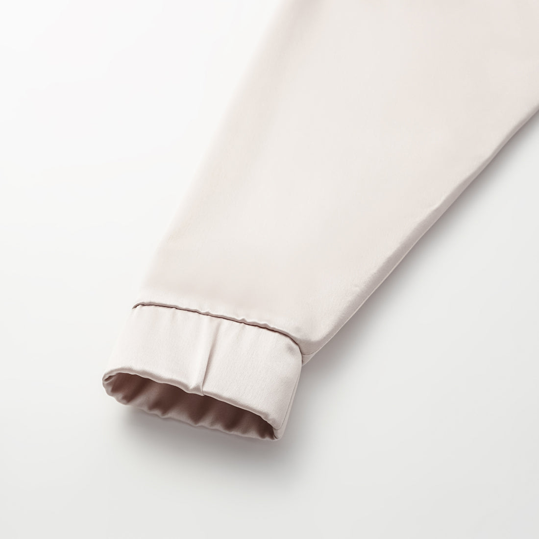 “Easy Go Chic.” Satin Acetate Leisure Suit—Champagne White