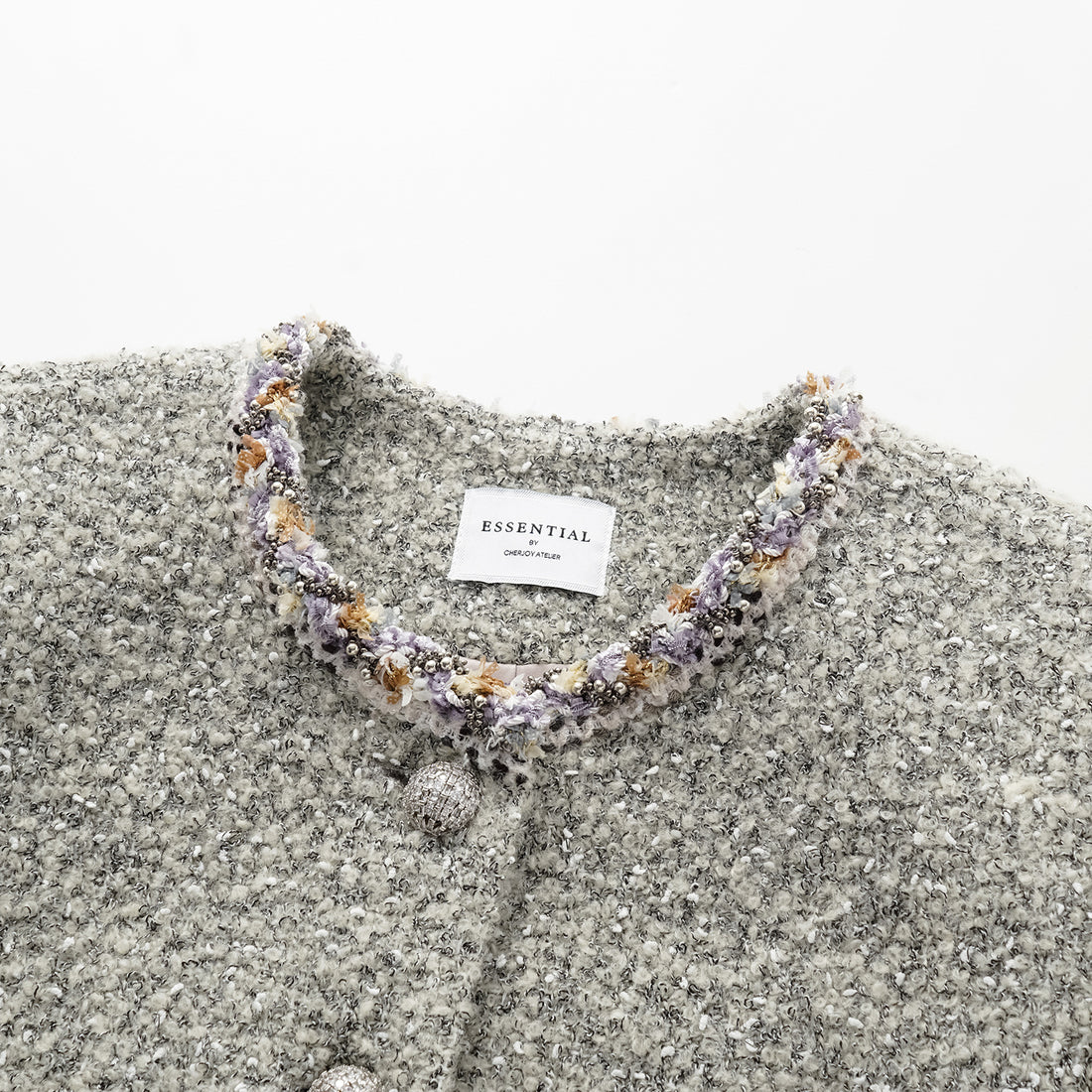 "Chelsea Citywalk." Italian Textured Tweed Classic No.6 Jacket—Silver Ash