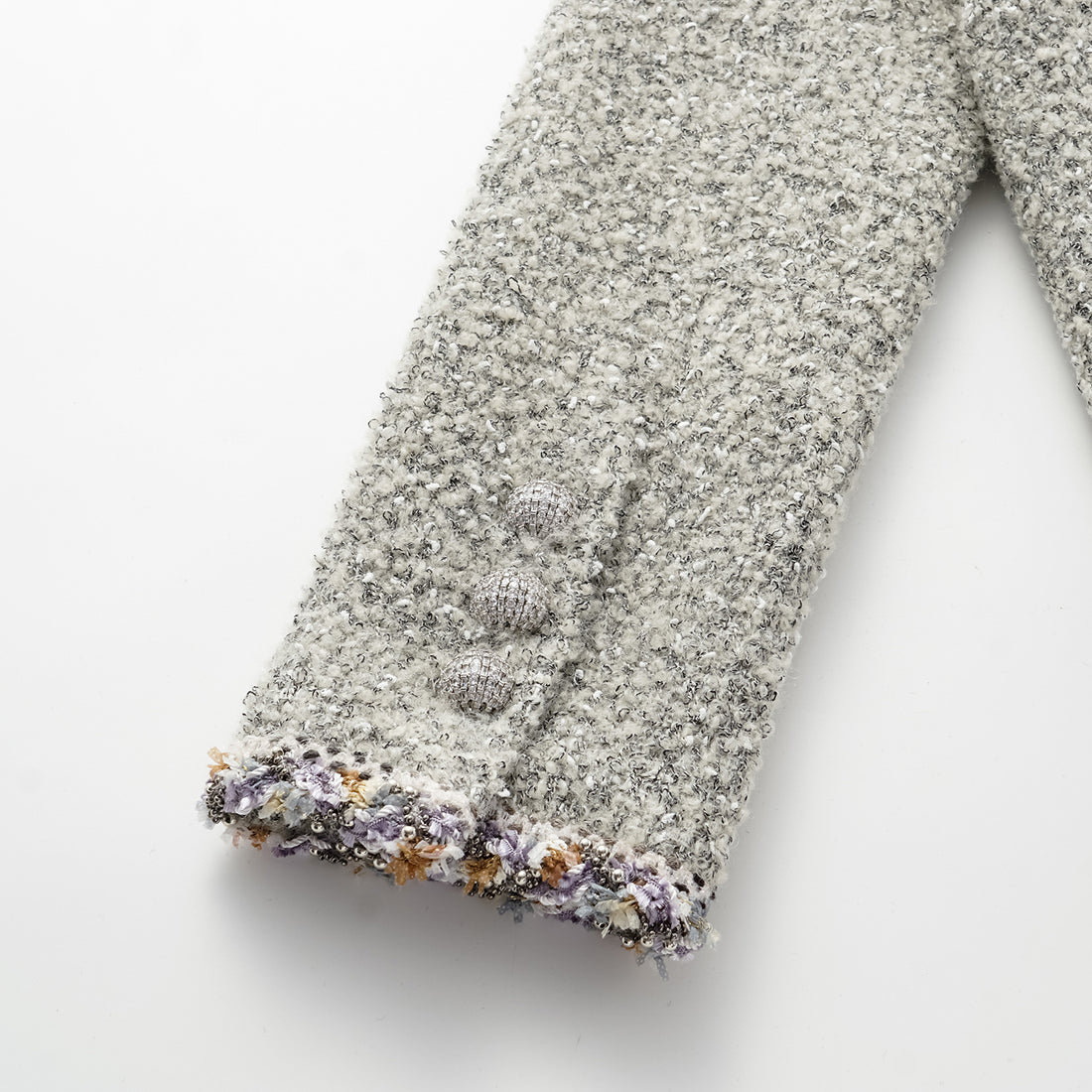 "Chelsea Citywalk." Italian Textured Tweed Classic No.6 Jacket—Silver Ash