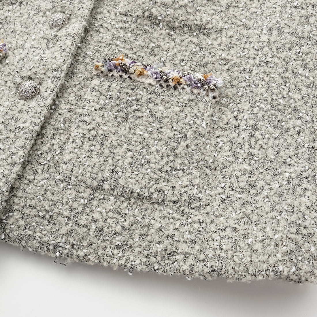 "Chelsea Citywalk." Italian Textured Tweed Classic No.6 Jacket—Silver Ash