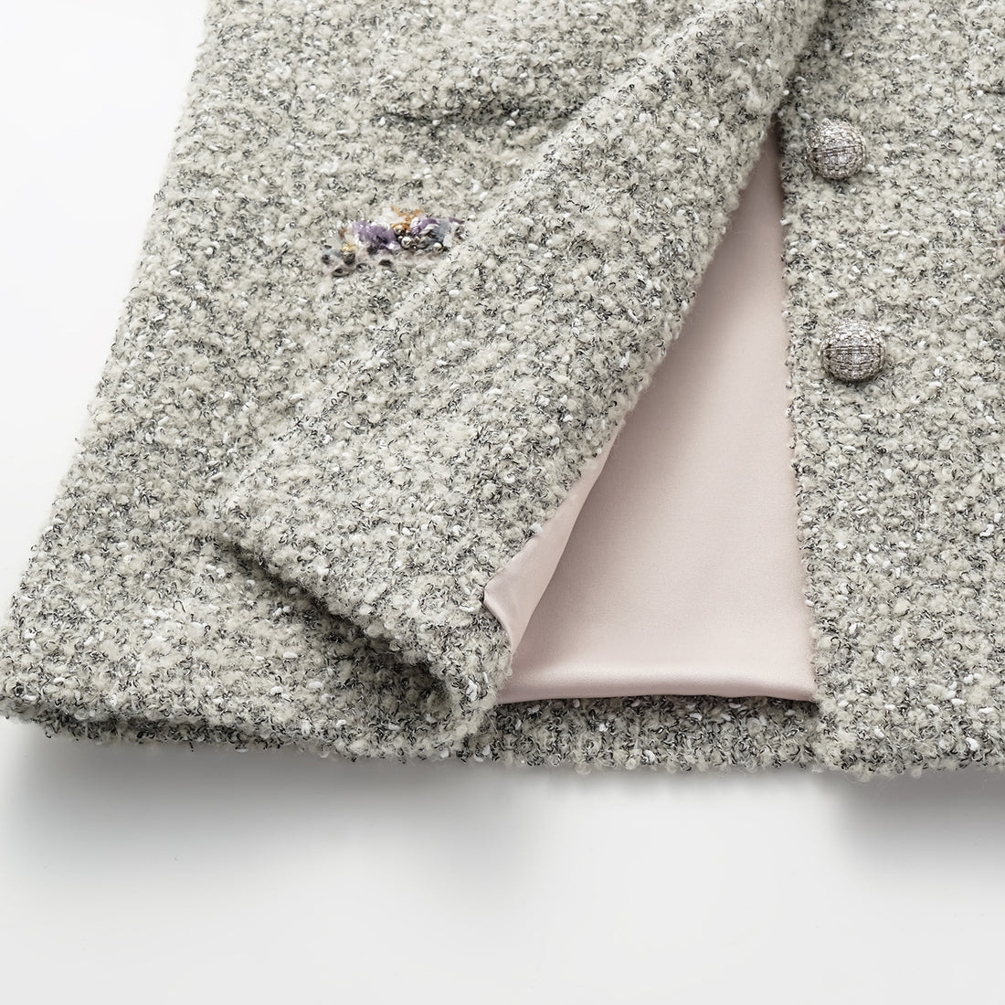 "Chelsea Citywalk." Italian Textured Tweed Classic No.6 Jacket—Silver Ash