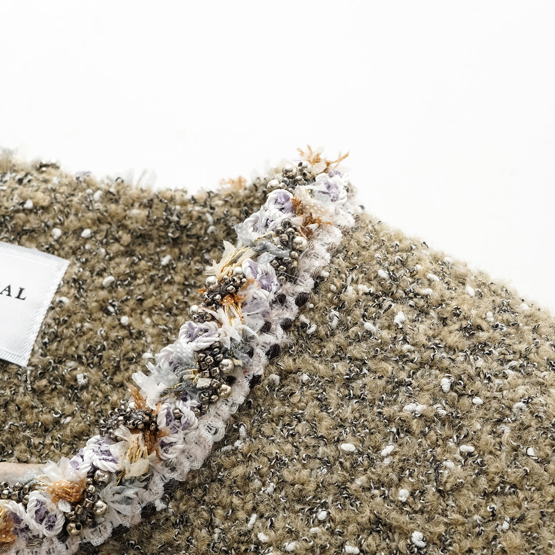 "Chelsea Citywalk." Italian Textured Tweed Classic No.6 Jacket—Amber Moss