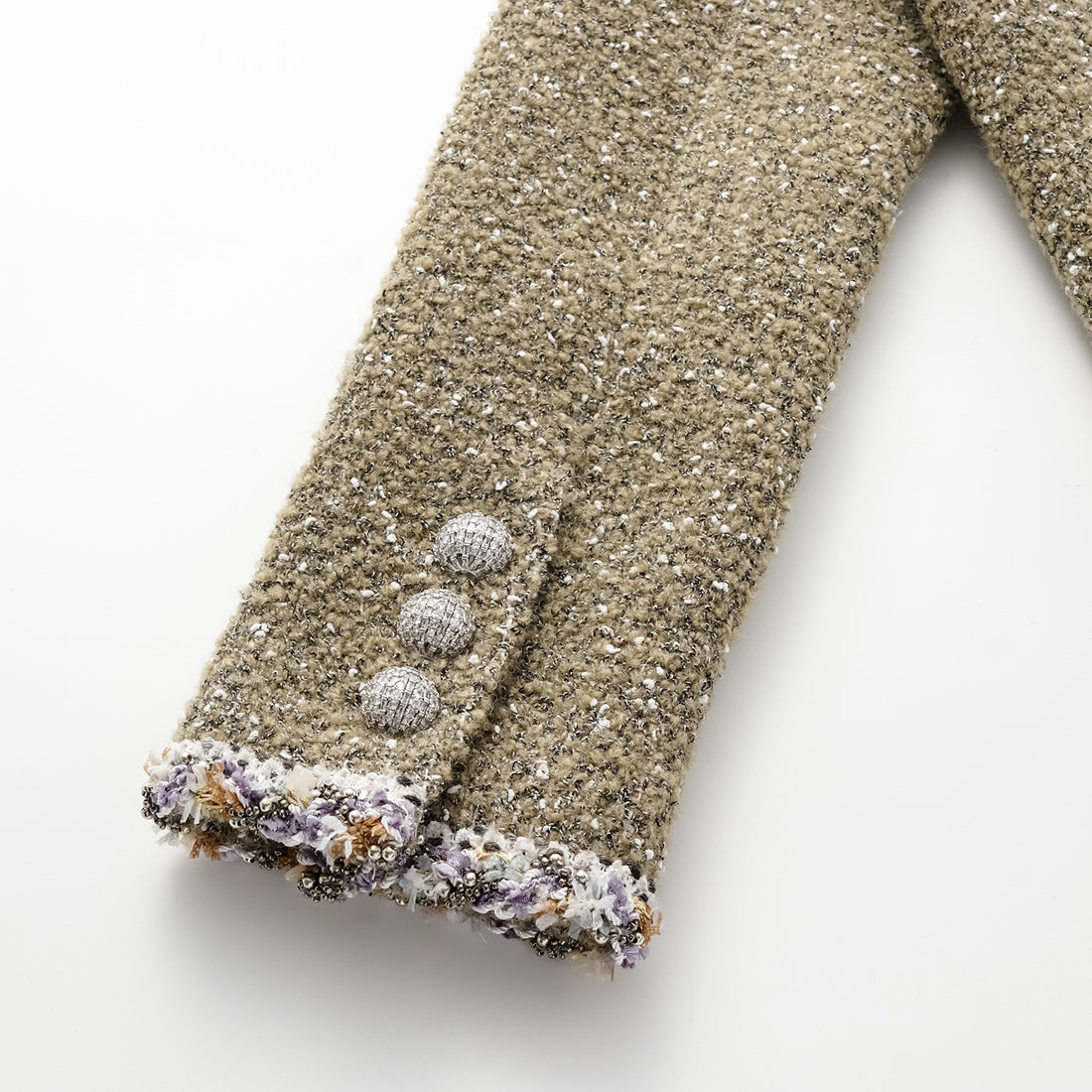 "Chelsea Citywalk." Italian Textured Tweed Classic No.6 Jacket—Amber Moss