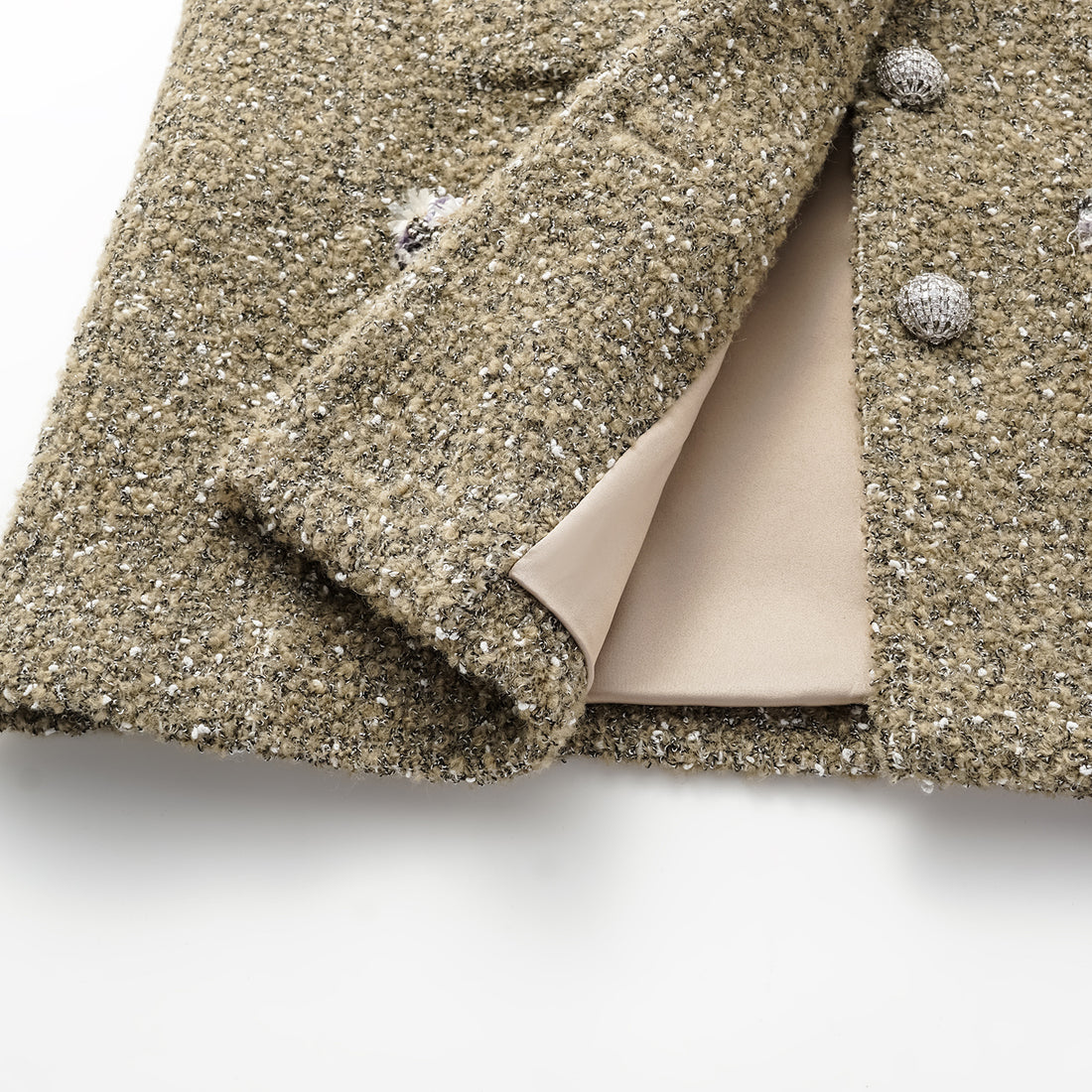 "Chelsea Citywalk." Italian Textured Tweed Classic No.6 Jacket—Amber Moss