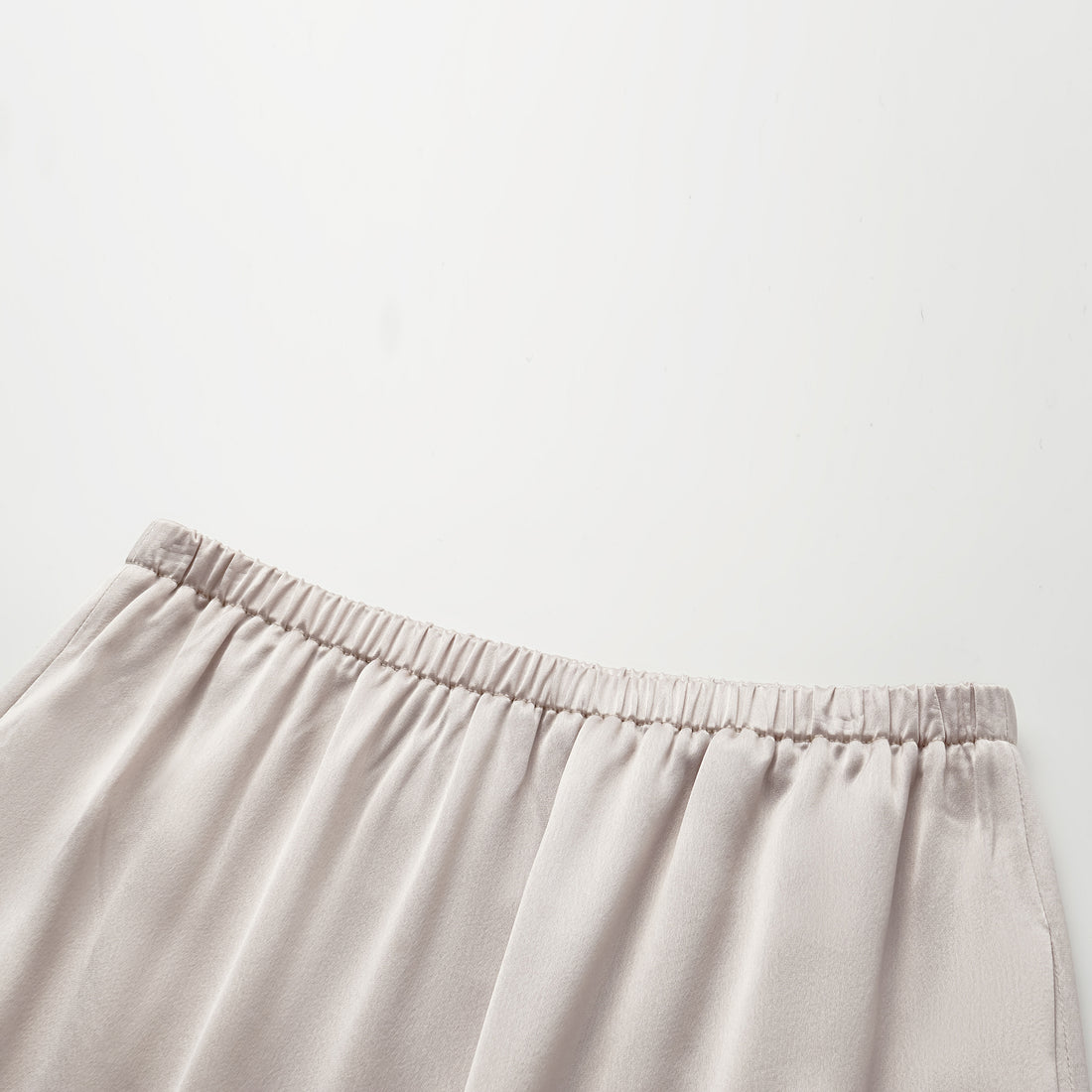 “Easy Go Chic.” Satin Acetate Leisure Suit—Champagne White