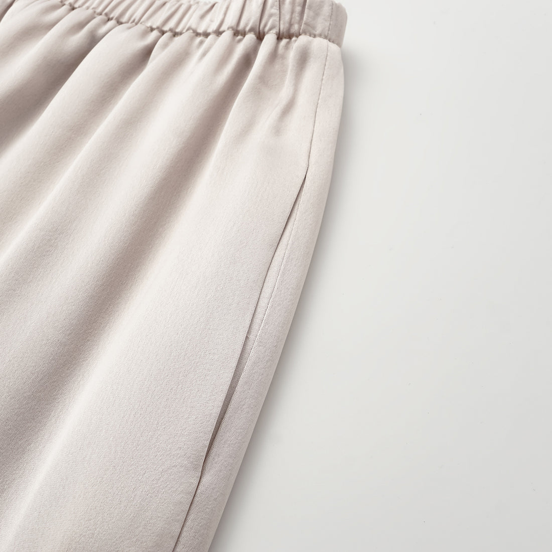 “Easy Go Chic.” Satin Acetate Leisure Suit—Champagne White