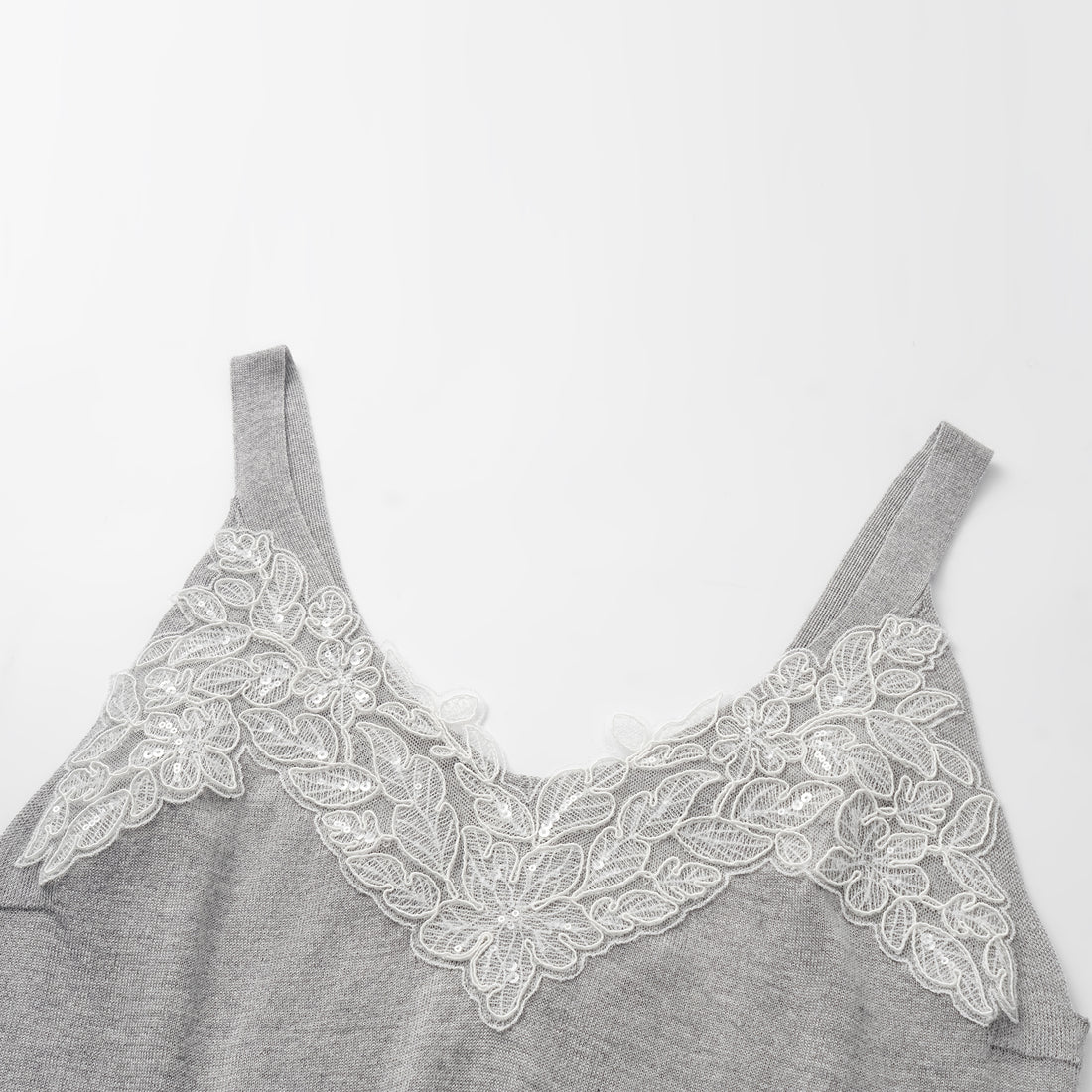 "Spring diary." Herringbone lace Silk Cashmere knitted vest - Ash