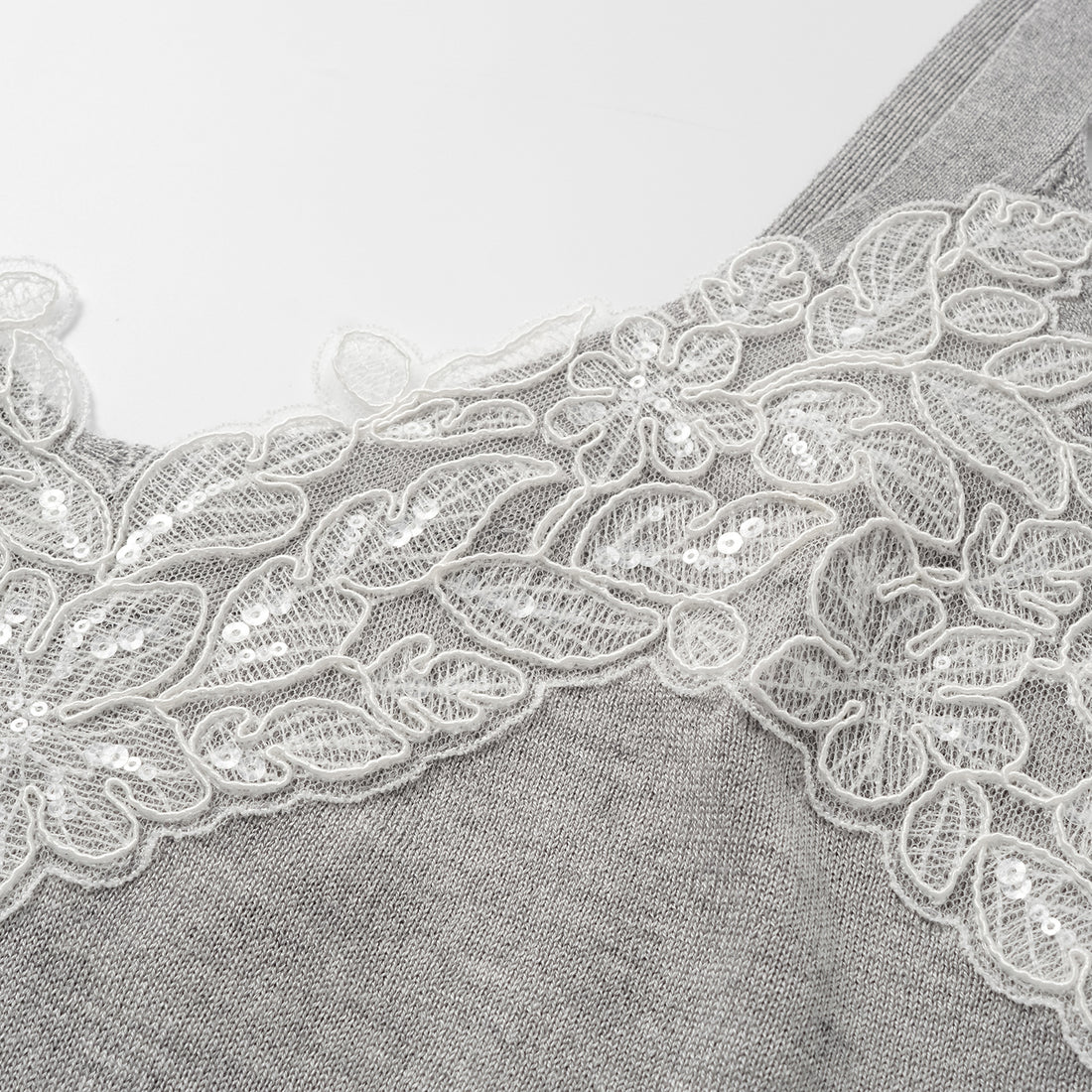 "Spring diary." Herringbone lace Silk Cashmere knitted vest - Ash