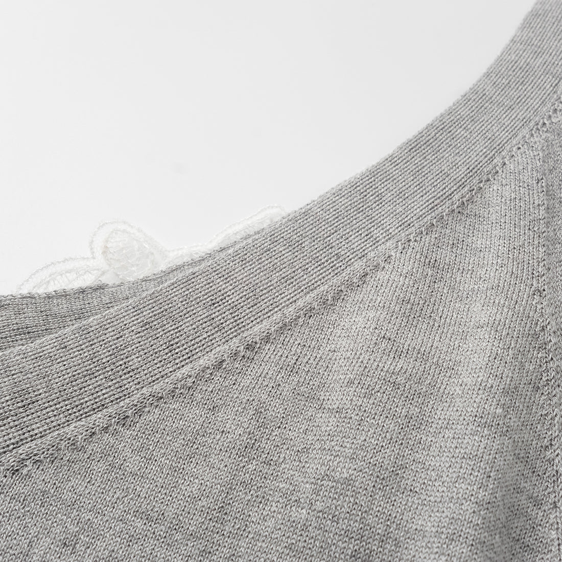 "Spring diary." Herringbone lace Silk Cashmere knitted vest - Ash