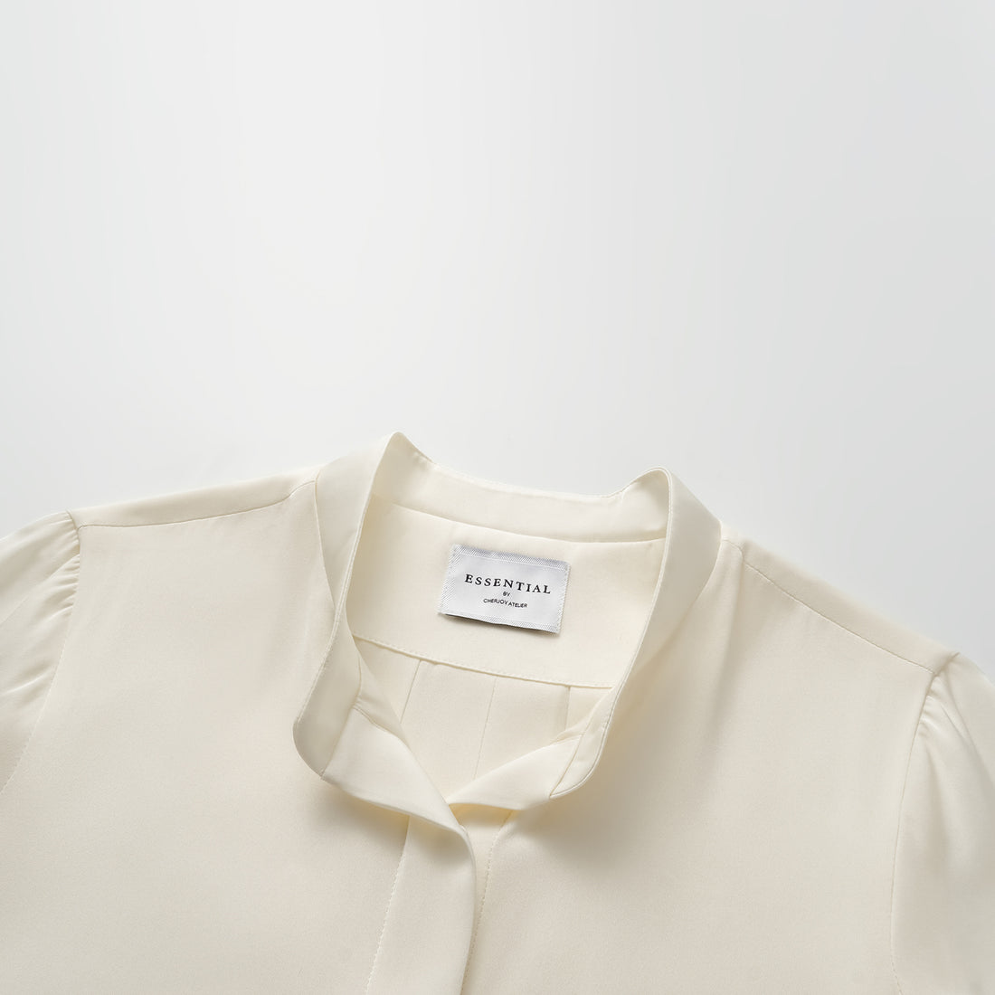 "Lazily in the Spring" 100% mulberry silk chiffon three-dimensional tailoring Chinese style blouse - Morning White